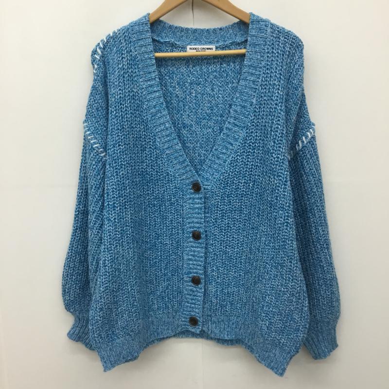 ロデオクラウンズ Rodeo Crowns カーディガン 長袖 420GSR70-010V ワイドボウル M 無地 青 / ブルー /  レディース USED 古着 中古 10136771