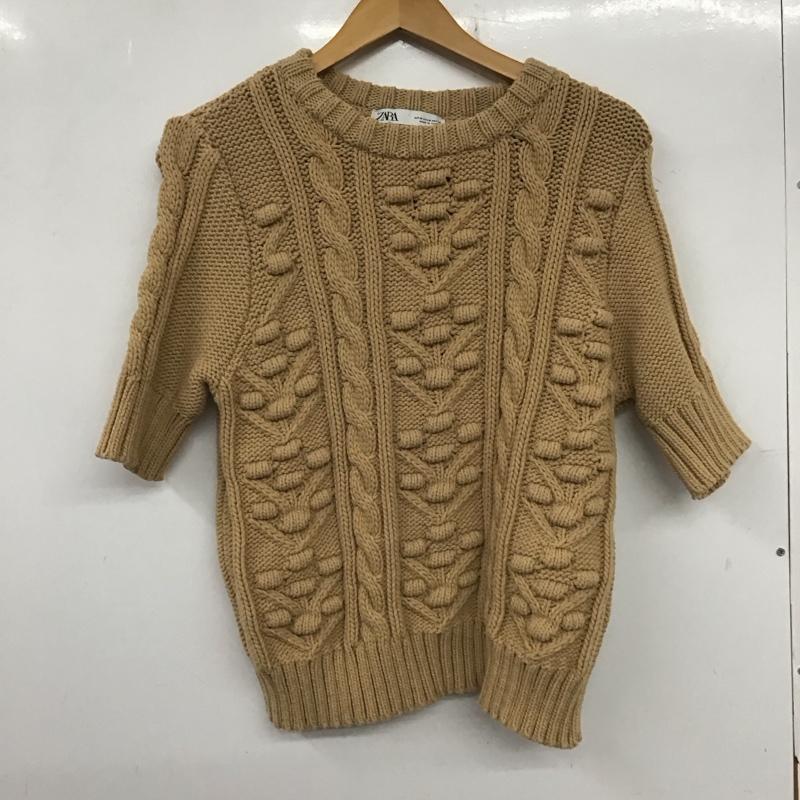 ザラ ZARA ニット、セーター 半袖 M 無地 茶 / ブラウン /  レディース USED 古着 中古 10136847