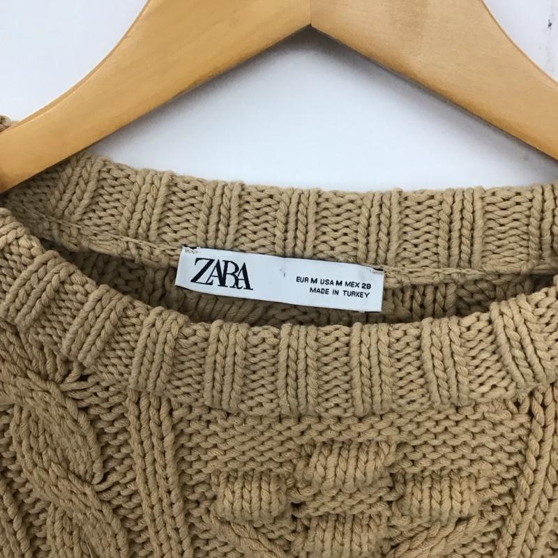 ザラ ZARA ニット、セーター 半袖 M 無地 茶 / ブラウン /  レディース USED 古着 中古 10136847