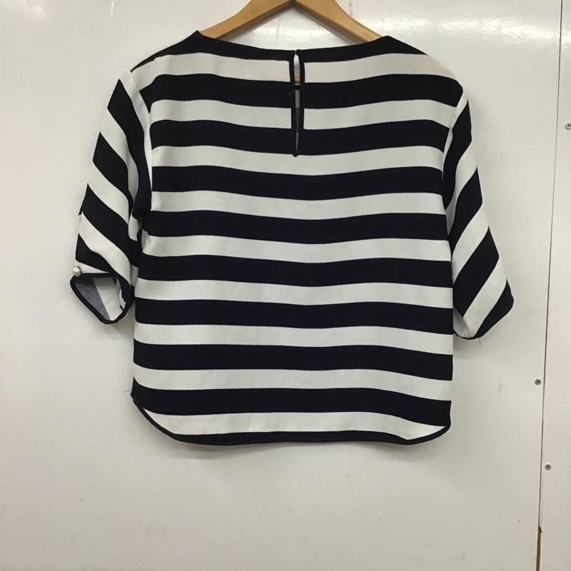ザラベーシック ZARA BASIC カットソー 半袖 S ボーダー柄 白 / ホワイト / X 紺 / ネイビー /  レディース USED 古着 中古 10136908