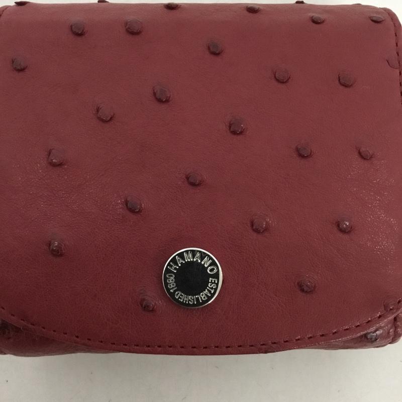 ハマノ HAMANO 財布 コンパクト財布 三つ折り パスケース付き  えんじ / ワインレッド /  レディース USED 古着 中古 10136966