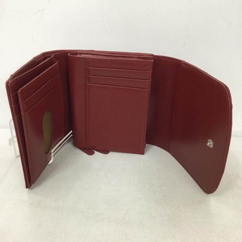 ハマノ HAMANO 財布 コンパクト財布 三つ折り パスケース付き  えんじ / ワインレッド /  レディース USED 古着 中古 10136966