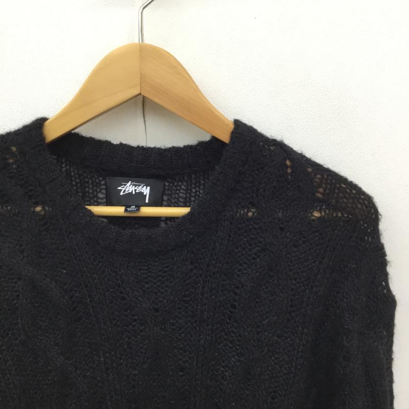 ステューシー STUSSY ニット、セーター 長袖 117228 CABLE LOOSE KNIT SWEATER M 無地 黒 / ブラック /  メンズ USED 古着 中古 10136991