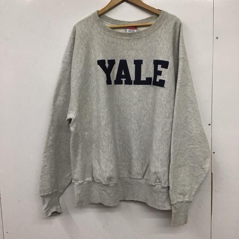 チャンピオン Champion トレーナー 長袖 reverseweave 00s メキシコ製 yaleワッペンロゴ プルオーバースウェット XXL ロゴ、文字 灰 / グレー /  メンズ USED 古着 中古 10137063