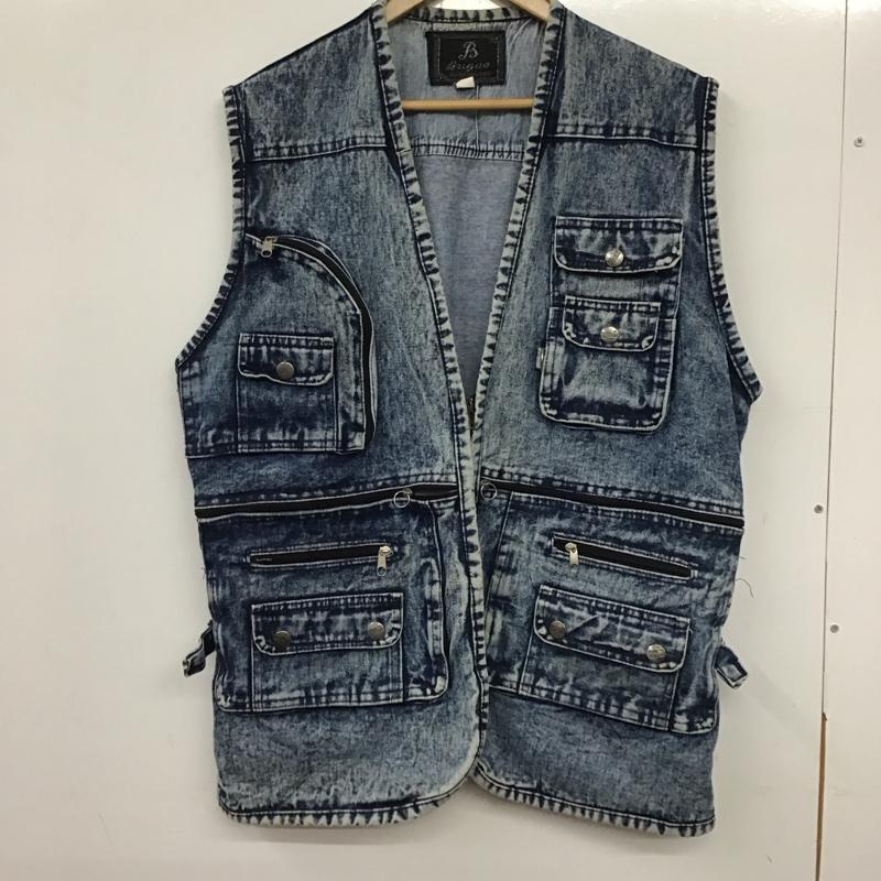 古着 USED ベスト ベスト デニムベスト ジップアップベスト ノースリーブカットソー 古着 XXL 無地 インディゴ / インディゴ /  メンズ USED 古着 中古 10137066