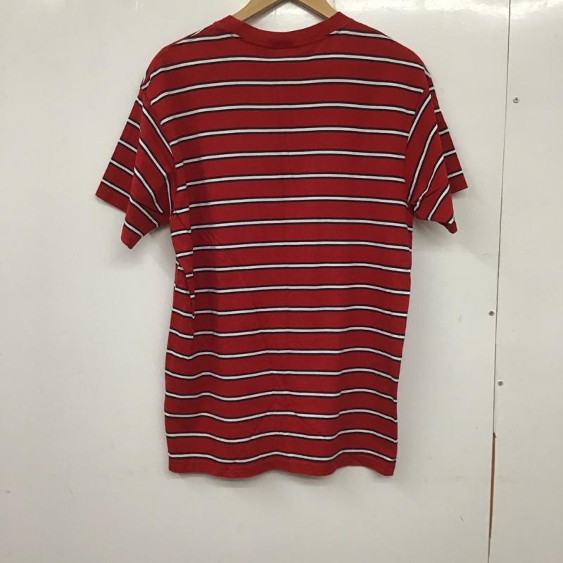 カーハート Carhartt Tシャツ 半袖 半袖カットソー プリントTシャツ クルーネックカットソー M ボーダー柄 白 / ホワイト / X 赤 / レッド / X 紺 / ネイビー /  メンズ USED 古着 中古 10137099