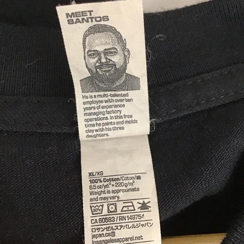 ロサンゼルスアパレル LOS ANGELES APPAREL Tシャツ 半袖 半袖カットソー 無地Tシャツ クルーネックカットソー XL 無地 黒 / ブラック /  メンズ USED 古着 中古 10137158