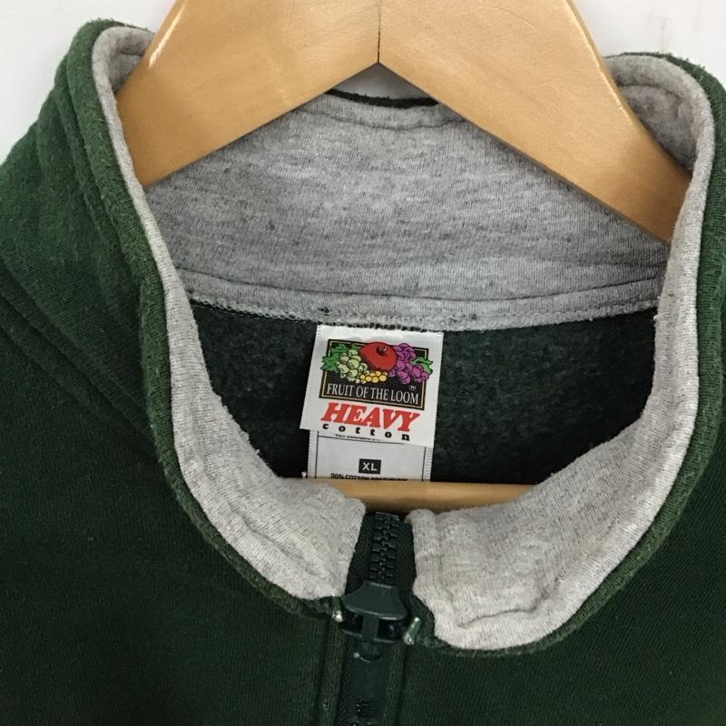 フルーツオブザルーム FRUIT OF THE LOOM トレーナー 長袖 長袖トレーナー スウェット スタンドネック プルオーバー XL ロゴ、文字 緑 / グリーン /  メンズ USED 古着 中古 10137259