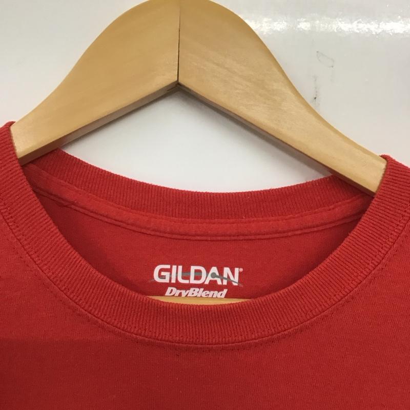 ギルダン GILDAN Tシャツ 半袖 半袖カットソー プリントTシャツ クルーネックカットソー M ロゴ、文字 赤 / レッド /  メンズ USED 古着 中古 10137359