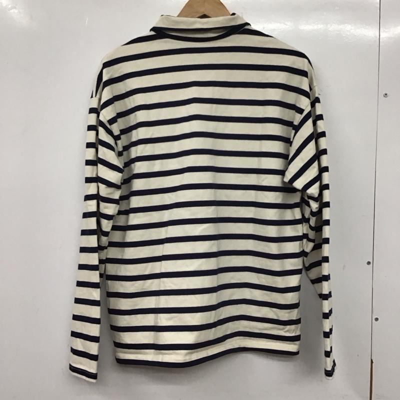ザラ ZARA カットソー 長袖 長袖カットソー ジップアップカラーネックカットソー M ボーダー柄 白 / ホワイト / X 紺 / ネイビー /  メンズ USED 古着 中古 10137441