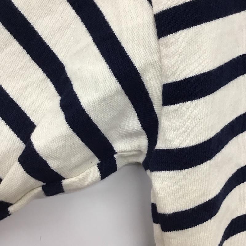 ザラ ZARA カットソー 長袖 長袖カットソー ジップアップカラーネックカットソー M ボーダー柄 白 / ホワイト / X 紺 / ネイビー /  メンズ USED 古着 中古 10137441