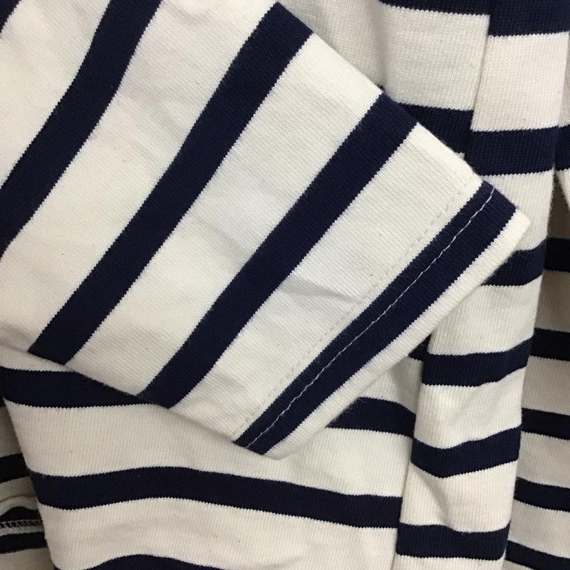 ザラ ZARA カットソー 長袖 長袖カットソー ジップアップカラーネックカットソー M ボーダー柄 白 / ホワイト / X 紺 / ネイビー /  メンズ USED 古着 中古 10137441
