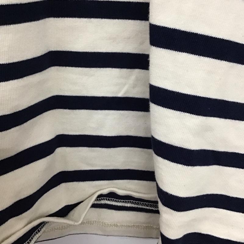 ザラ ZARA カットソー 長袖 長袖カットソー ジップアップカラーネックカットソー M ボーダー柄 白 / ホワイト / X 紺 / ネイビー /  メンズ USED 古着 中古 10137441