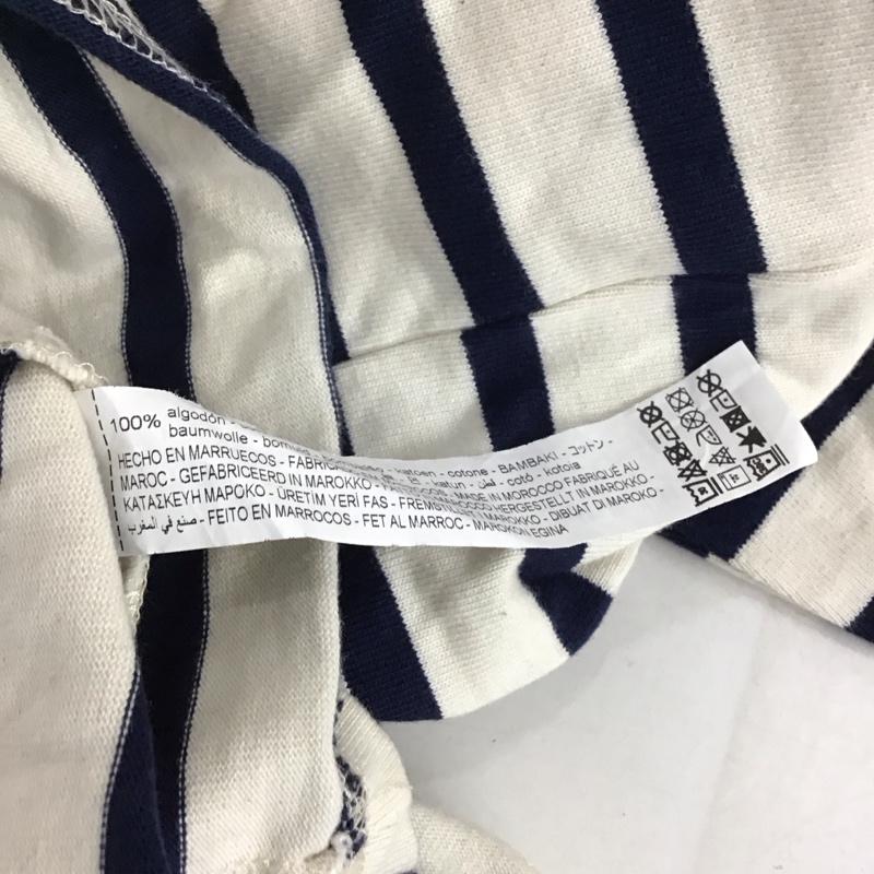 ザラ ZARA カットソー 長袖 長袖カットソー ジップアップカラーネックカットソー M ボーダー柄 白 / ホワイト / X 紺 / ネイビー /  メンズ USED 古着 中古 10137441