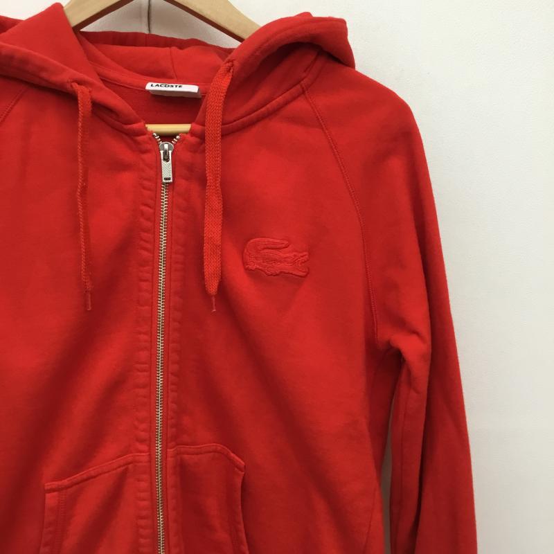 ラコステ LACOSTE パーカー 長袖 ZIPパーカー 40 ロゴ、文字 赤 / レッド /  レディース USED 古着 中古 10137465