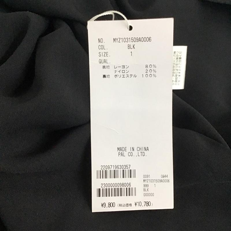 ミスティック mystic ワンピース ロングスカート 半袖ワンピース フレアスカート ワイドネック パフスリーブ 1 無地 黒 / ブラック /  レディース USED 古着 中古 10137556