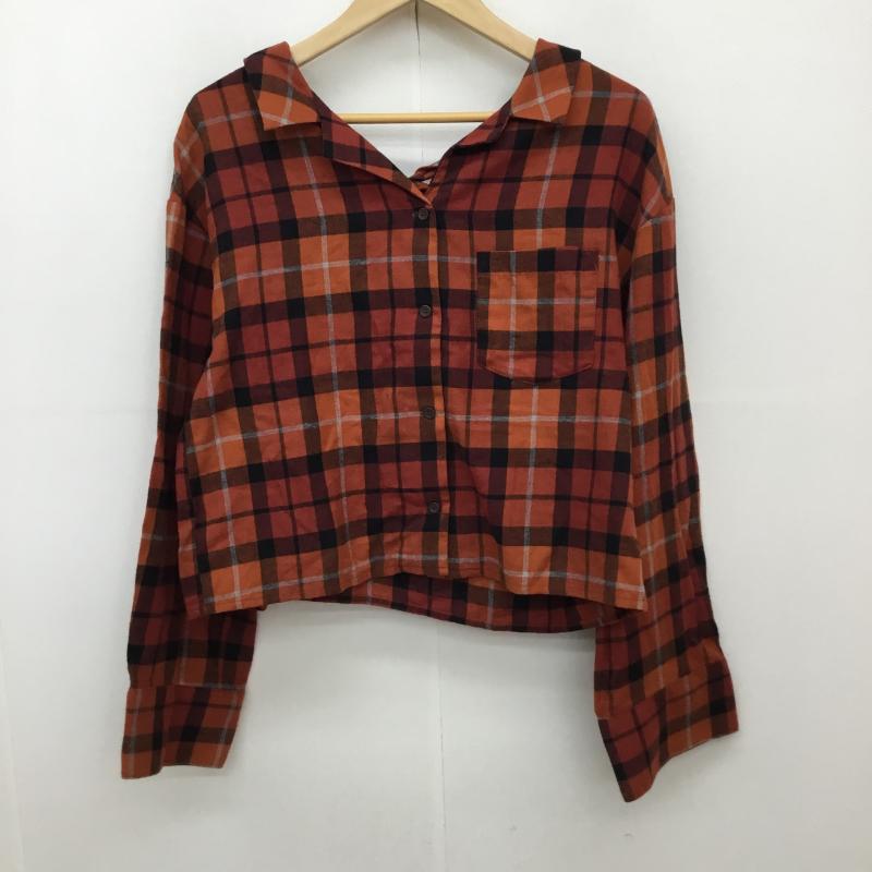ダブルクローゼット w closet シャツ、ブラウス 長袖 FREE チェック 橙 / オレンジ / X 黒 / ブラック /  レディース USED 古着 中古 10137768