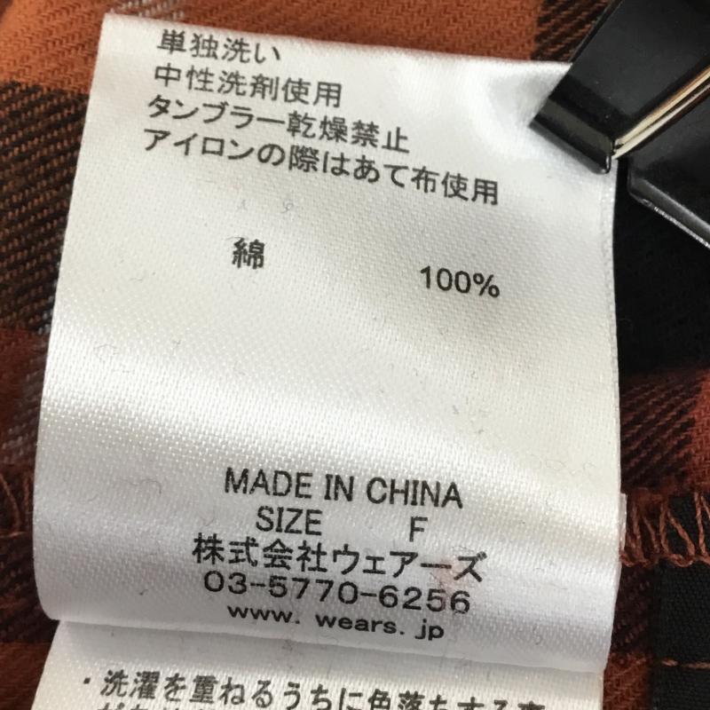 ダブルクローゼット w closet シャツ、ブラウス 長袖 FREE チェック 橙 / オレンジ / X 黒 / ブラック /  レディース USED 古着 中古 10137768