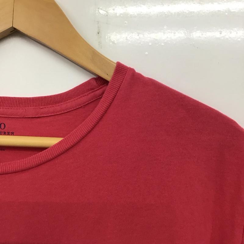ポロラルフローレン POLO RALPH LAUREN Tシャツ 半袖 半袖カットソー 無地Tシャツ クルーネックカットソー M ロゴ、文字 桃 / ピンク /  メンズ USED 古着 中古 10137821