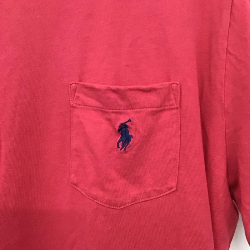 ポロラルフローレン POLO RALPH LAUREN Tシャツ 半袖 半袖カットソー 無地Tシャツ クルーネックカットソー M ロゴ、文字 桃 / ピンク /  メンズ USED 古着 中古 10137821