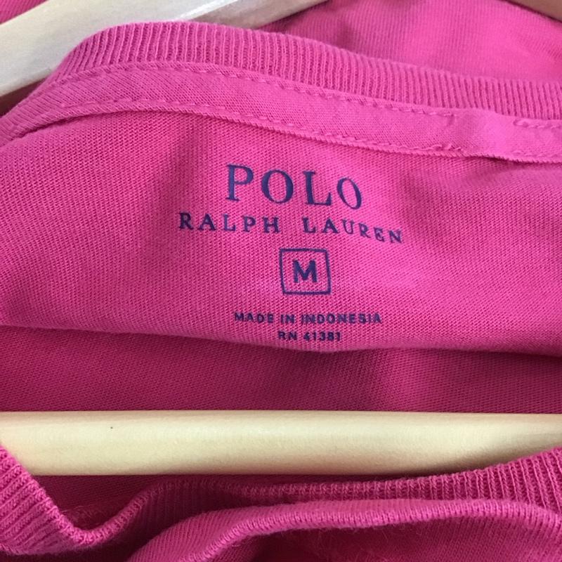 ポロラルフローレン POLO RALPH LAUREN Tシャツ 半袖 半袖カットソー 無地Tシャツ クルーネックカットソー M ロゴ、文字 桃 / ピンク /  メンズ USED 古着 中古 10137821