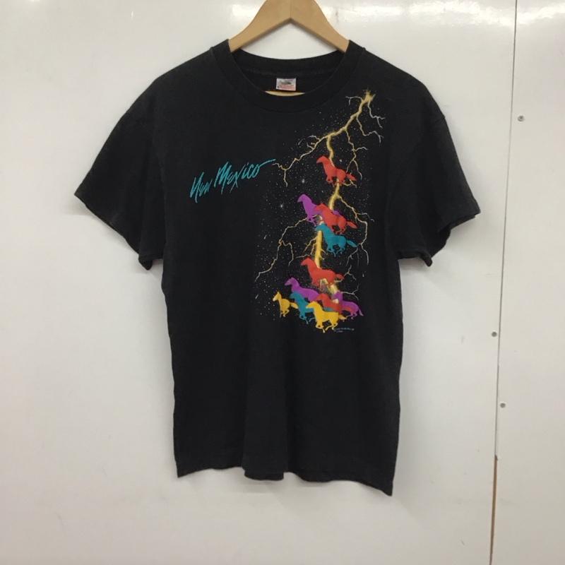 フルーツオブザルーム FRUIT OF THE LOOM Tシャツ 半袖 半袖カットソー プリントTシャツ クルーネックカットソー L プリント 黒 / ブラック /  メンズ USED 古着 中古 10137956