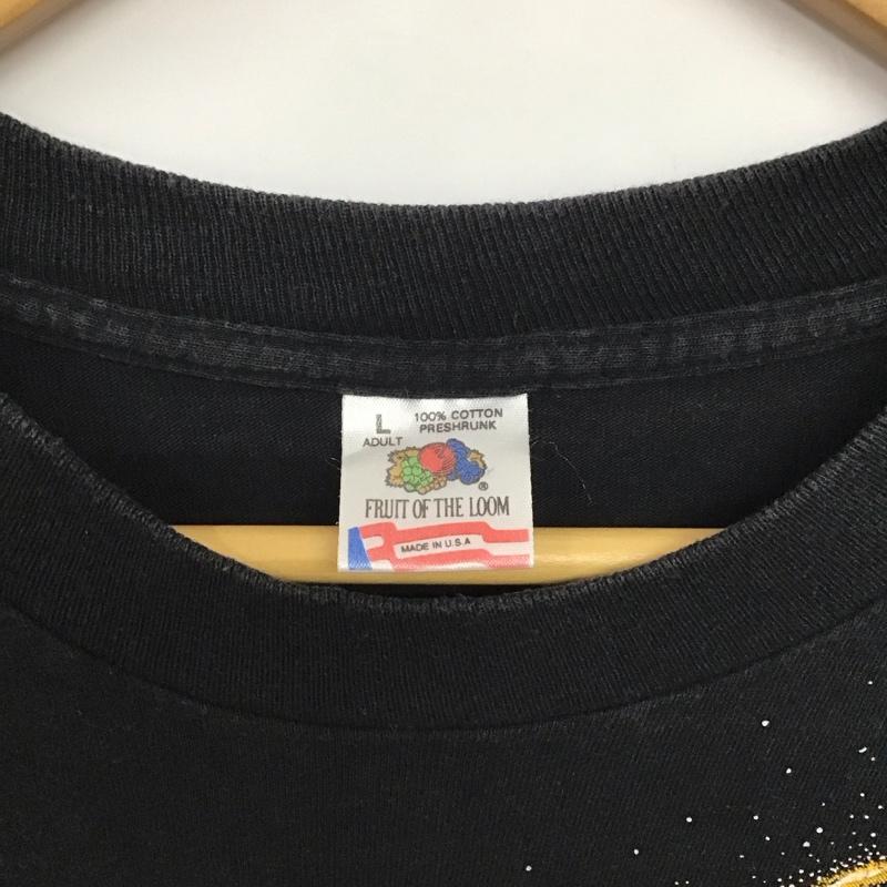 フルーツオブザルーム FRUIT OF THE LOOM Tシャツ 半袖 半袖カットソー プリントTシャツ クルーネックカットソー L プリント 黒 / ブラック /  メンズ USED 古着 中古 10137956