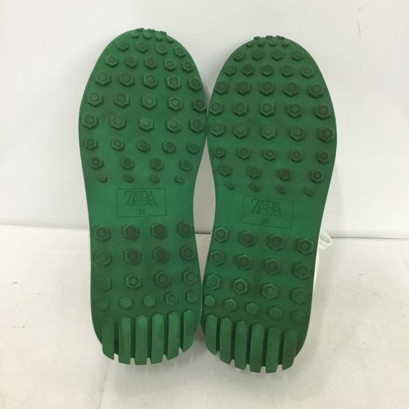 ザラ ZARA スニーカー スニーカー 3400 810 030 メッシュ シースルー EU38 無地 白 / ホワイト / X 緑 / グリーン /  レディース USED 古着 中古 10138001