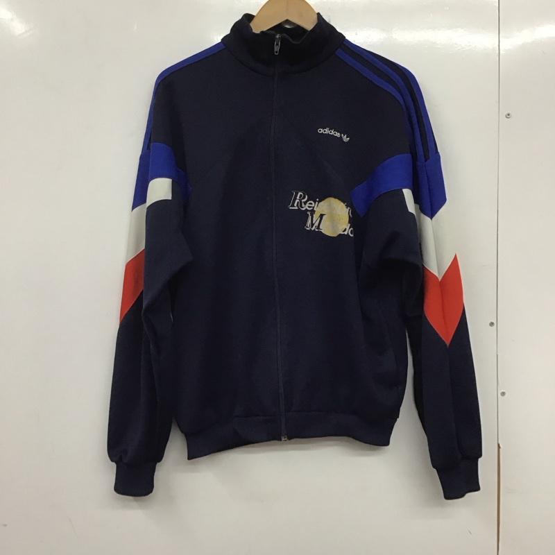 アディダス adidas ジャケット、上着 ジャケット、ブレザー ジップアップジャケット アウター 古着 ジャージ M ロゴ、文字 青 / ブルー /  メンズ USED 古着 中古 10138143