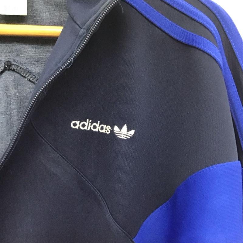 アディダス adidas ジャケット、上着 ジャケット、ブレザー ジップアップジャケット アウター 古着 ジャージ M ロゴ、文字 青 / ブルー /  メンズ USED 古着 中古 10138143