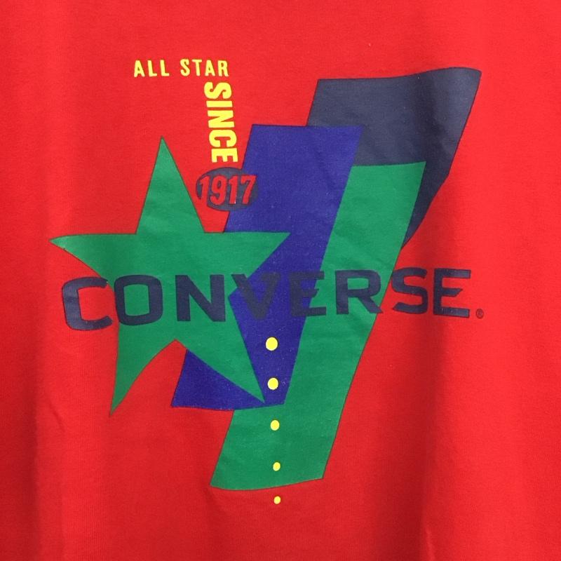 コンバース CONVERSE Tシャツ 半袖 半袖カットソー プリントTシャツ クルーネックカットソー L ロゴ、文字 赤 / レッド /  メンズ USED 古着 中古 10138221