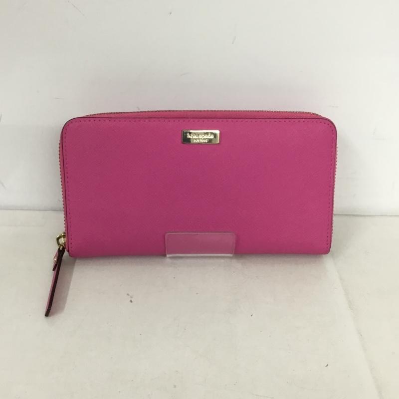 ケイトスペード Kate Spade 財布 長財布 WLRU1498 ネダ ニューベリーレーン ラウンドファスナー ロゴ、文字 桃 / ピンク /  レディース USED 古着 中古 10138342