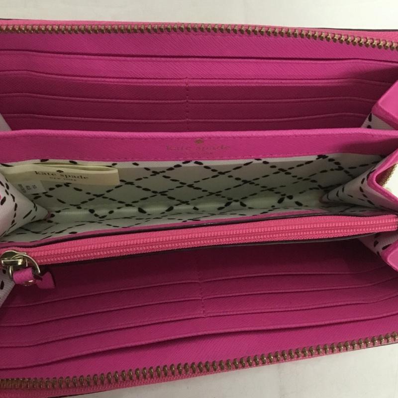 ケイトスペード Kate Spade 財布 長財布 WLRU1498 ネダ ニューベリーレーン ラウンドファスナー ロゴ、文字 桃 / ピンク /  レディース USED 古着 中古 10138342