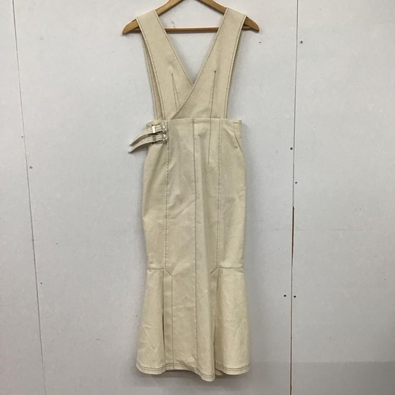 イネラ INella ワンピース ロングスカート ロングワンピース ノースリーブワンピース フレアスカート ウエストベルト 1 無地 アイボリー / アイボリー /  レディース USED 古着 中古 10138361
