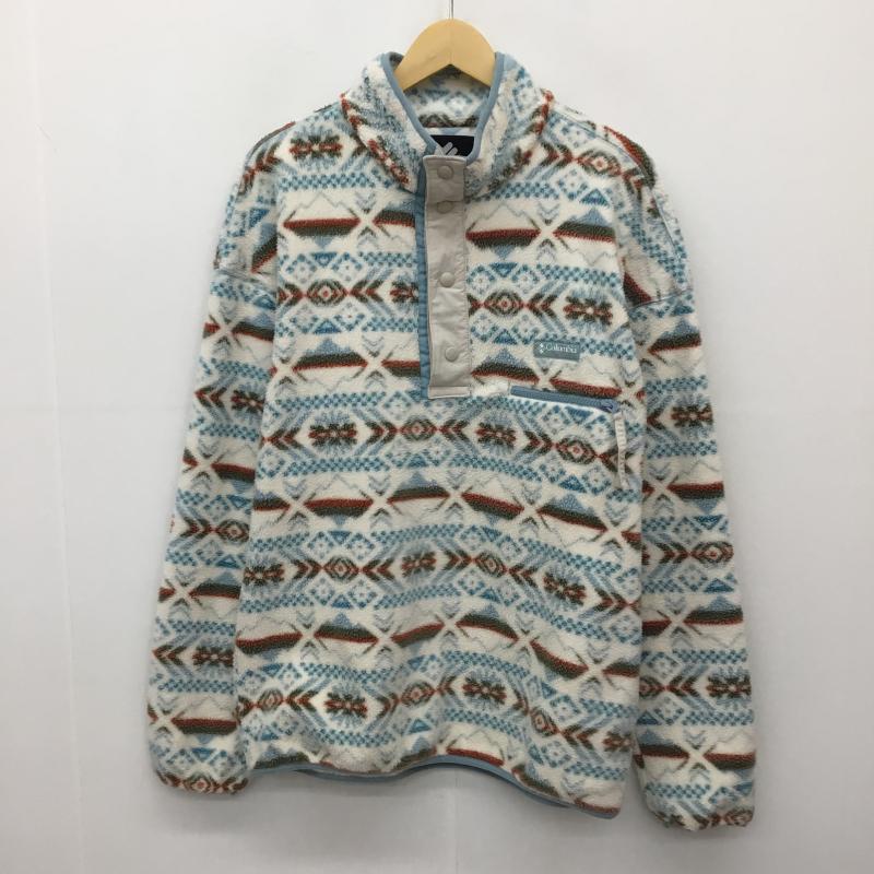 コロンビア Columbia ジャケット、上着 ジャケット、ブレザー AM0371 リースジャケット ヘルベチアハーフスナップフリース M 総柄 白 / ホワイト / X 水色 / ライトブルー / X カーキ / カーキ /  メンズ USED 古着 中古 10138368