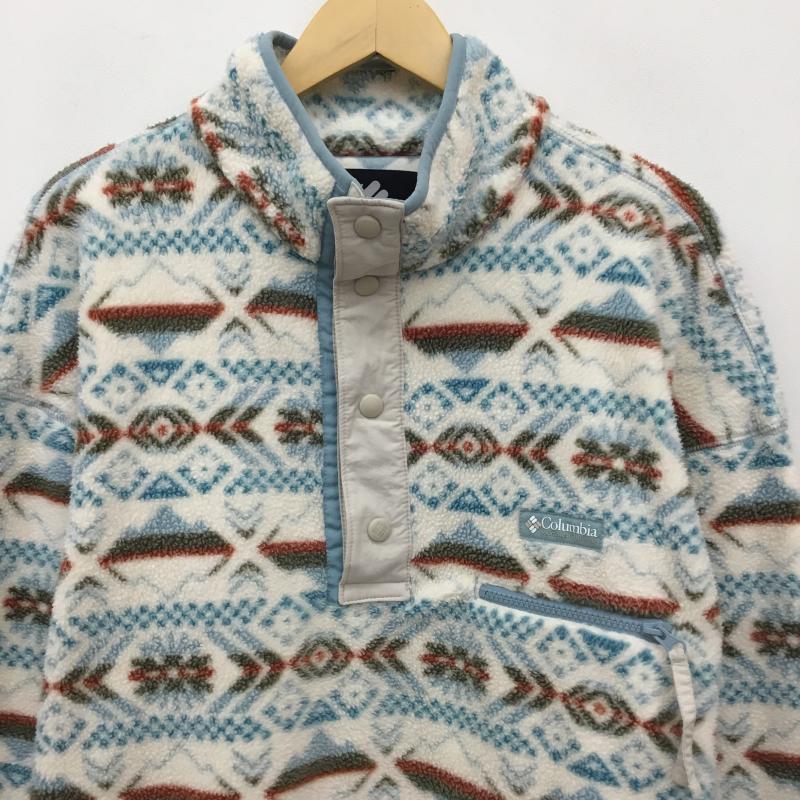 コロンビア Columbia ジャケット、上着 ジャケット、ブレザー AM0371 リースジャケット ヘルベチアハーフスナップフリース M 総柄 白 / ホワイト / X 水色 / ライトブルー / X カーキ / カーキ /  メンズ USED 古着 中古 10138368