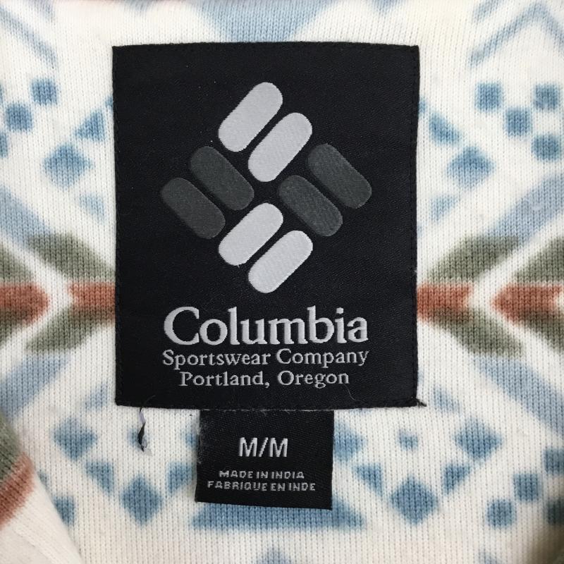 コロンビア Columbia ジャケット、上着 ジャケット、ブレザー AM0371 リースジャケット ヘルベチアハーフスナップフリース M 総柄 白 / ホワイト / X 水色 / ライトブルー / X カーキ / カーキ /  メンズ USED 古着 中古 10138368