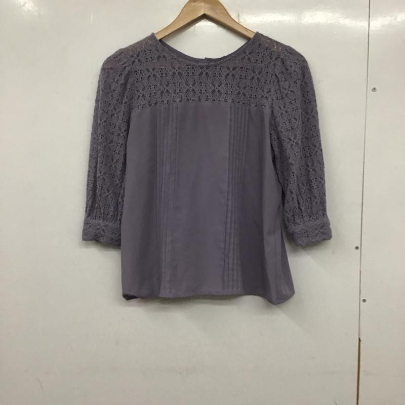 ロペピクニック ROPE  PICNIC シャツ、ブラウス 七分袖 GDH-12130-A 2WAY 刺繍レース 7分袖ブラウス 38 無地 紫 / パープル /  レディース USED 古着 中古 10138510