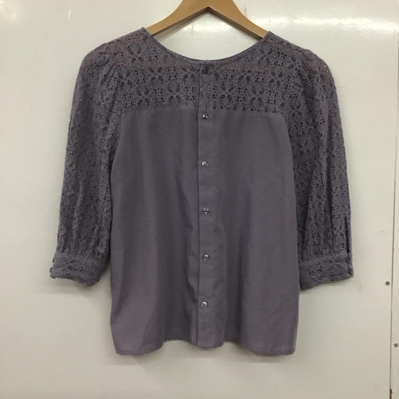 ロペピクニック ROPE  PICNIC シャツ、ブラウス 七分袖 GDH-12130-A 2WAY 刺繍レース 7分袖ブラウス 38 無地 紫 / パープル /  レディース USED 古着 中古 10138510