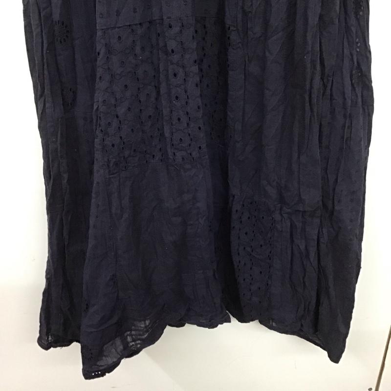 ザラ ZARA ワンピース ロングスカート 6895 245 400 キャミワンピース エンブロイダリーワンピース M 刺繍 紺 / ネイビー /  レディース USED 古着 中古 10138645