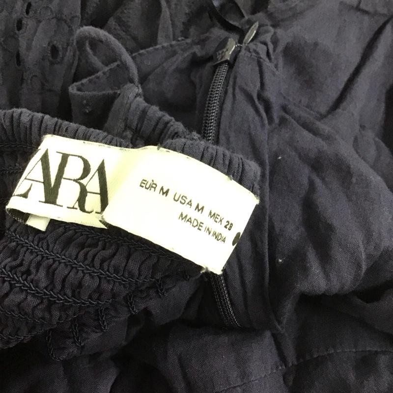 ザラ ZARA ワンピース ロングスカート 6895 245 400 キャミワンピース エンブロイダリーワンピース M 刺繍 紺 / ネイビー /  レディース USED 古着 中古 10138645