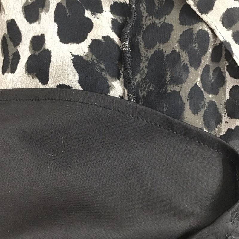 ザラ ZARA ワンピース ひざ丈スカート ノースリーブ フリル L ヒョウ柄・レオパード柄 黒 / ブラック / X 灰 / グレー /  レディース USED 古着 中古 10138647