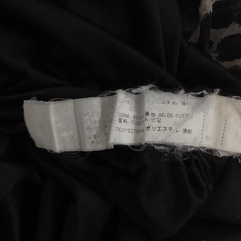 ザラ ZARA ワンピース ひざ丈スカート ノースリーブ フリル L ヒョウ柄・レオパード柄 黒 / ブラック / X 灰 / グレー /  レディース USED 古着 中古 10138647