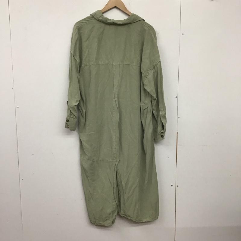 ザラ ZARA ワンピース ロングスカート 4043 053 500 シャツワンピース スキッパーワンピース 長袖 M 無地 カーキ / カーキ /  レディース USED 古着 中古 10138649
