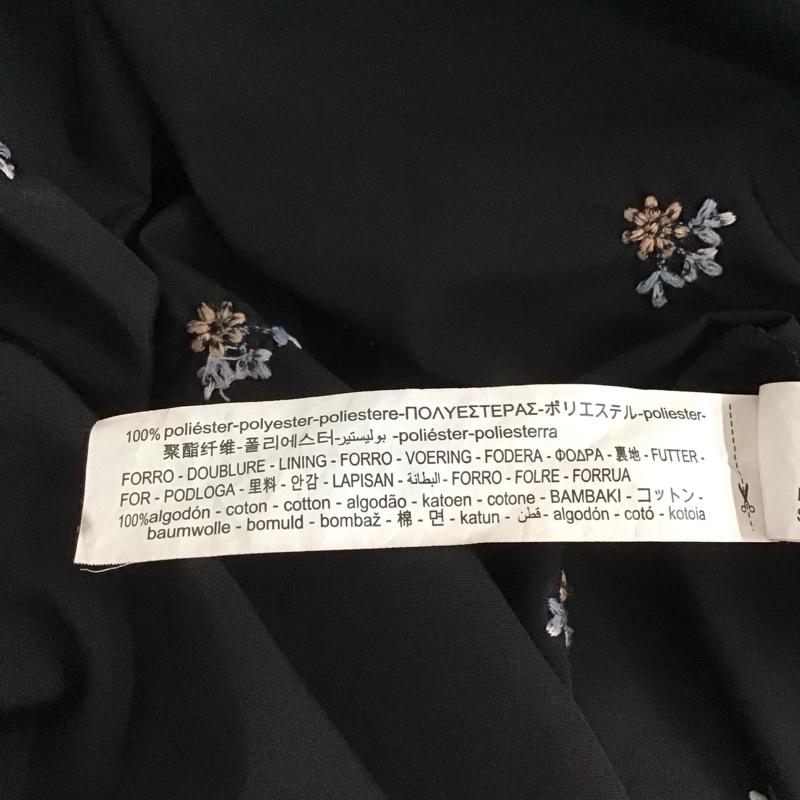 ザラ ZARA ワンピース ロングスカート 0881 801 800 パフスリーブ スクエアネック 刺繍 XS 花柄 黒 / ブラック /  レディース USED 古着 中古 10138656