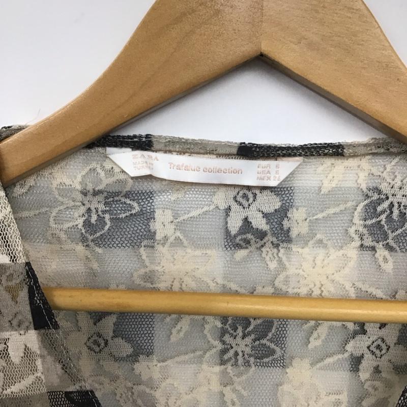 ザラ ZARA ワンピース ロングスカート 3067 312 064 チュール シースルー 長袖 Vネック S 花柄 黒 / ブラック / X ベージュ / ベージュ /  レディース USED 古着 中古 10138669