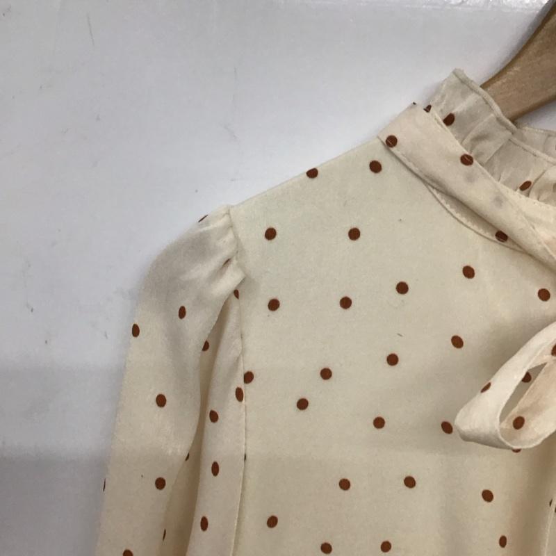 マジェスティックレゴン MAJESTIC LEGON ワンピース ひざ丈スカート 1002068405 ドットチュールワンピース 長袖 ひざ下丈 S ドット 茶 / ブラウン / X アイボリー / アイボリー /  レディース USED 古着 中古 10138673