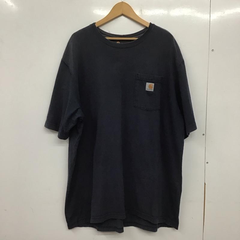 カーハート Carhartt Tシャツ 半袖 半袖カットソー プリントTシャツ クルーネックカットソー XL ロゴ、文字 紺 / ネイビー /  メンズ USED 古着 中古 10138716
