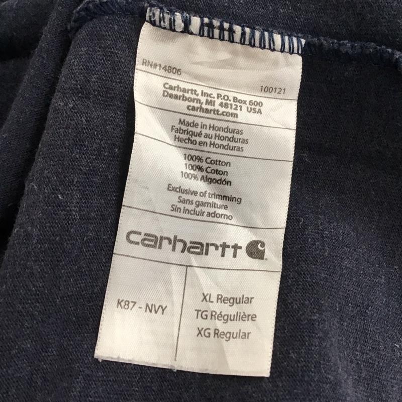 カーハート Carhartt Tシャツ 半袖 半袖カットソー プリントTシャツ クルーネックカットソー XL ロゴ、文字 紺 / ネイビー /  メンズ USED 古着 中古 10138716