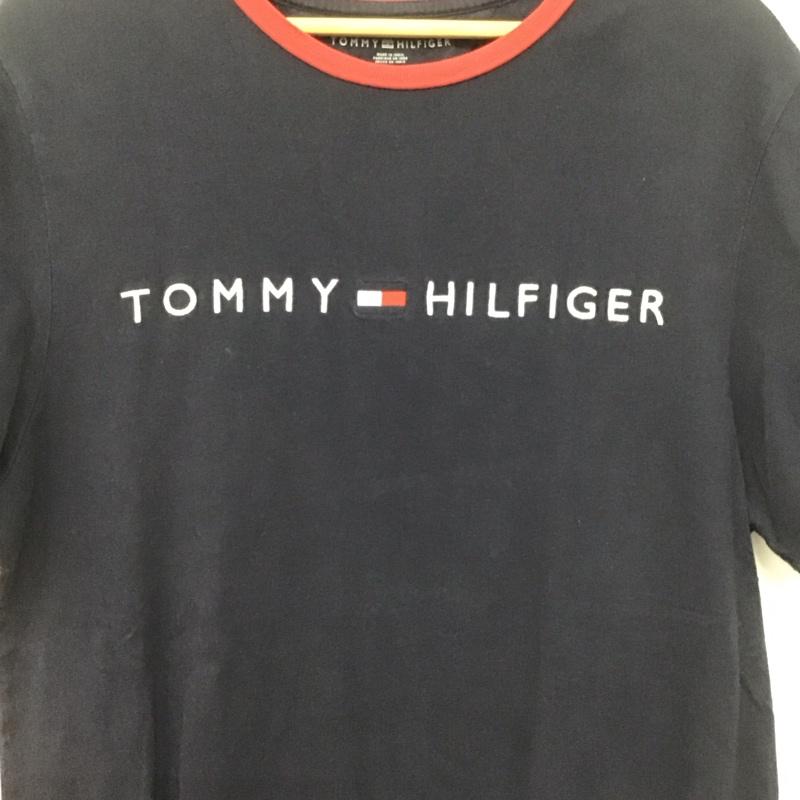 トミーヒルフィガー TOMMY HILFIGER Tシャツ 半袖 半袖カットソー プリントTシャツ クルーネックカットソー M ロゴ、文字 紺 / ネイビー /  メンズ USED 古着 中古 10138762